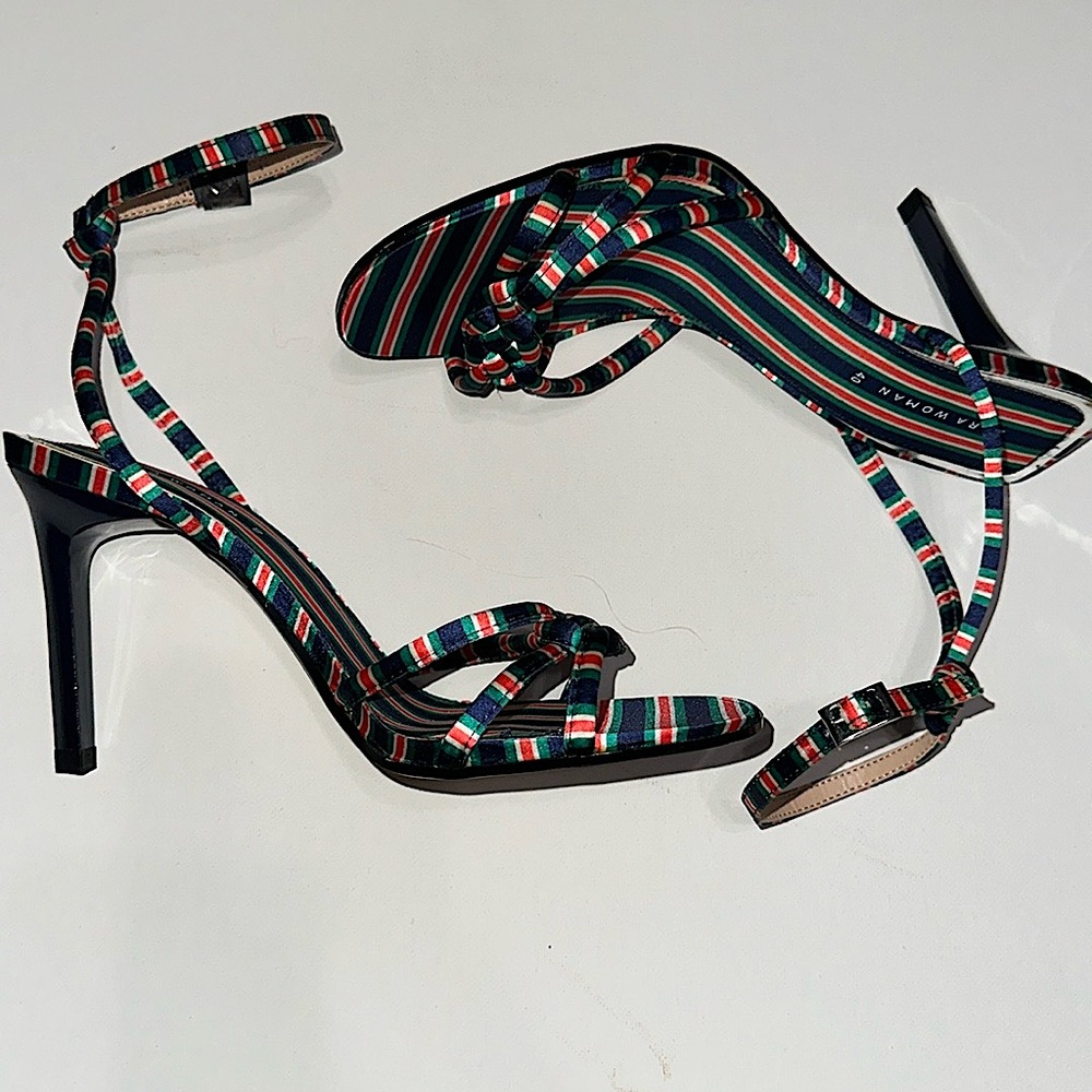 Zara Striped Ankle Strap Sandals